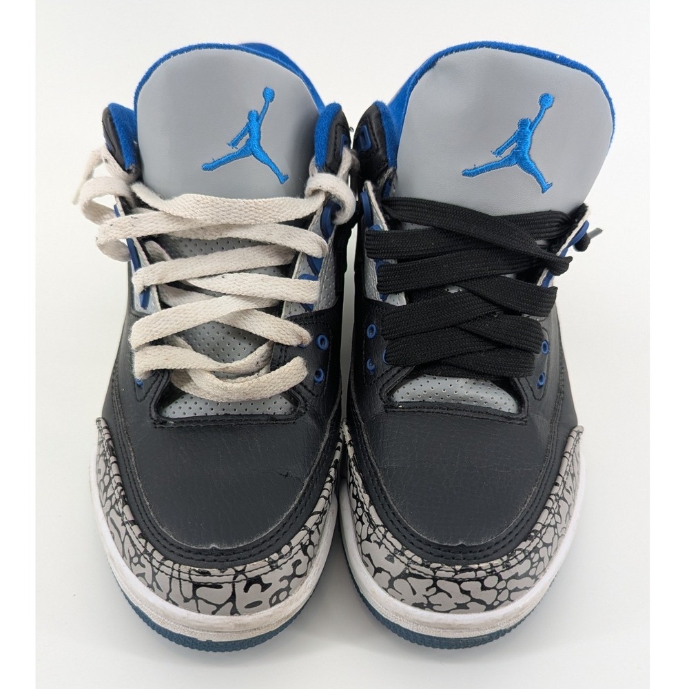 Air Jordan 3 Retro Sport Blue Kids Sneakers Black Grey 136064-007 Size 5Y